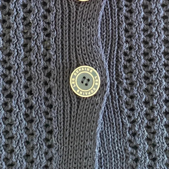 Les Copains Women Classic Loose Knit Cotton Cardigan Navy XL Italy Preppy Staple - Picture 6 of 13